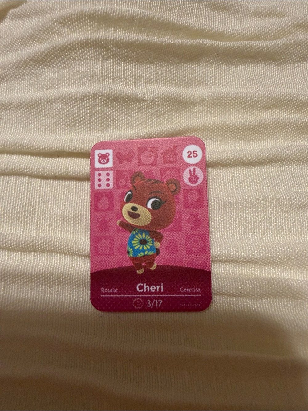 Cheri Animal Crossing Amiibo Card Unofficial Villager NFC
